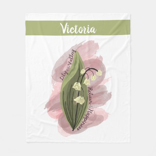 Lily of the Valley Glück Personalisiert White Fleecedecke (Vorderseite)