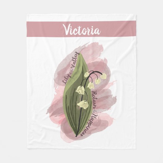 Lily of the Valley Glück Personalisiert White Fleecedecke (Vorderseite)
