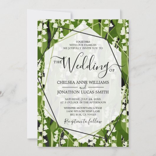Lily of the Valley Greenery Wedding Einladung (Vorderseite)