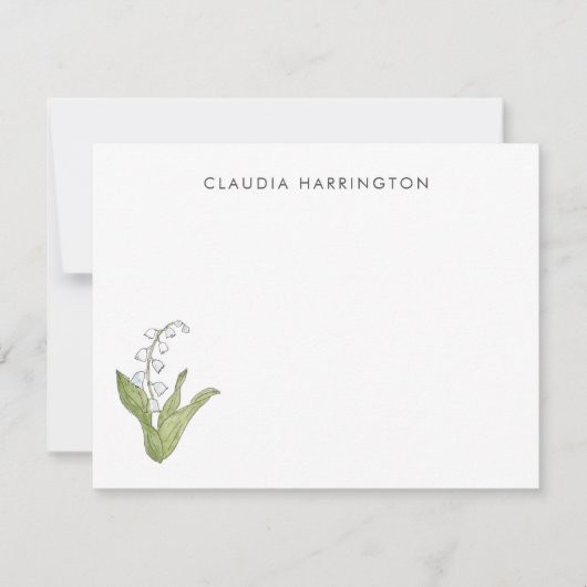 Lily of the Valley Hand-Illustrierte Frühlingsflor Mitteilungskarte (Vorderseite)