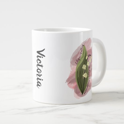 Lily of the Valley Happiness Personalisiert Jumbo-Tasse (Vorderseite Rechts)
