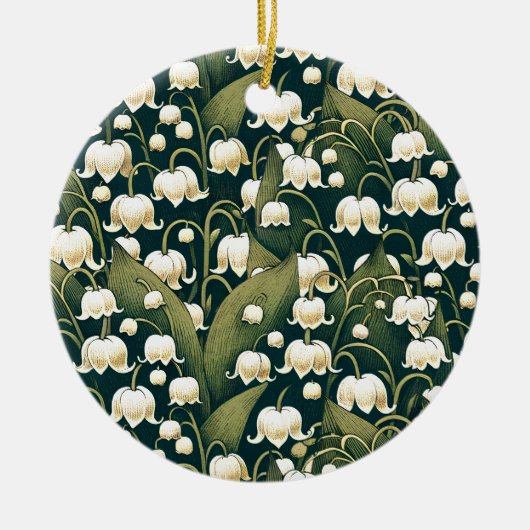 Lily of the Valley Heart Wreath Keramik Ornament (Vorne)