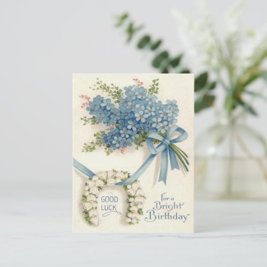 Lily of the Valley Horseshoe Vergiss-Me-not Postkarte (Stehend Vorderseite)