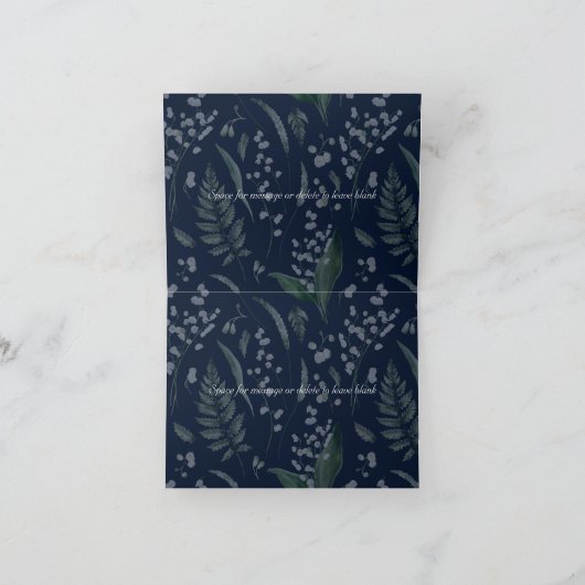 Lily of the Valley II Dark Blue Custom Dankeskarte (Innenseite)