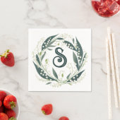 Lily of the Valley Initial Floral Wreath Serviette (Beispiel)