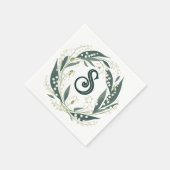 Lily of the Valley Initial Floral Wreath Serviette (Ecke)