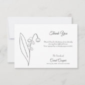 Lily of the Valley Line Art Beerdigung Danke Karte (Vorderseite)