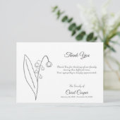 Lily of the Valley Line Art Beerdigung Danke Karte (Stehend Vorderseite)