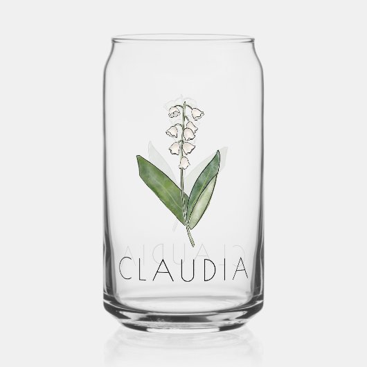 LILY OF THE VALLEY May Birth Blume Individuelle Na Dosenglas (Vorderseite)