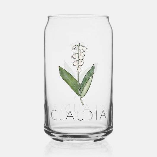 LILY OF THE VALLEY May Birth Blume Individuelle Na Dosenglas (Rückseite)