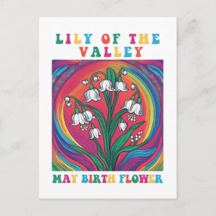 Lily of the Valley May Birth Month Blume Boho Postkarte