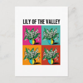 Lily of the Valley May Birth Month Blume Pop Kunst Postkarte