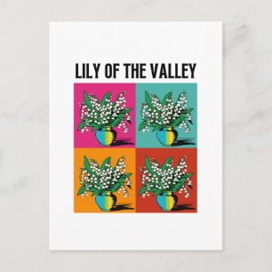 Lily of the Valley May Birth Month Blume Pop Kunst Postkarte