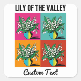 Lily of the Valley May Birth Month Blume Pop Kunst Quadratischer Aufkleber