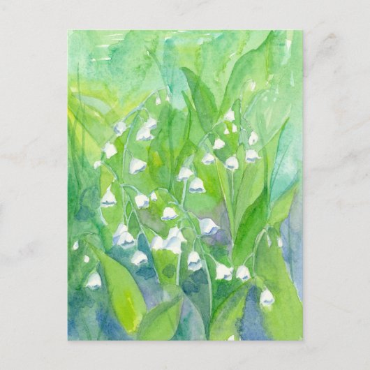 Lily of the Valley May Blume Aquarellmalerei Postkarte (Vorderseite)