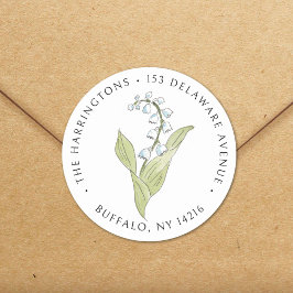 Lily of the Valley May Floral Rücksendeadresse Runder Aufkleber