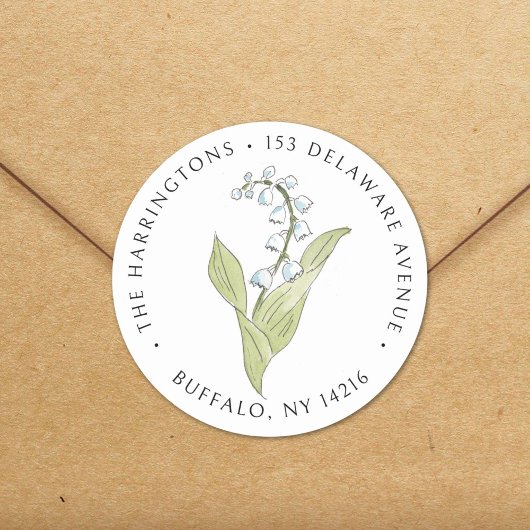 Lily of the Valley May Floral Rücksendeadresse Runder Aufkleber