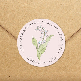 Lily of the Valley May Pink Rücksendeadresse Runder Aufkleber