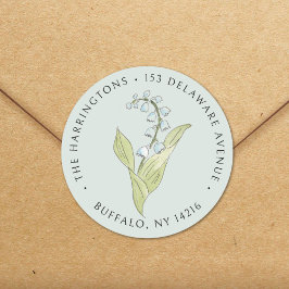 Lily of the Valley May sage florale Rücksendeadres Runder Aufkleber