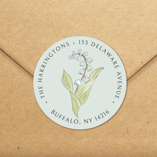 Lily of the Valley May sage florale Rücksendeadres Runder Aufkleber