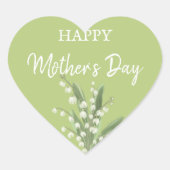 Lily of the Valley Mütter Day Herz-Aufkleber (Vorderseite)