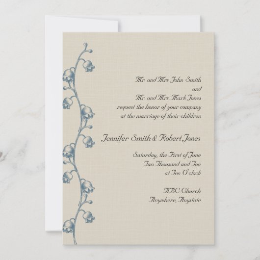 Lily of the Valley on Ecru Wedding Einladung (Vorderseite)