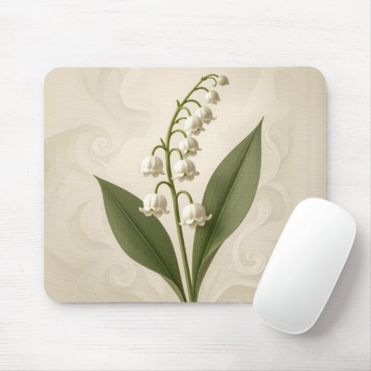 Lily of the Valley On Neutral Abstract Design Mousepad (Mit Mouse)