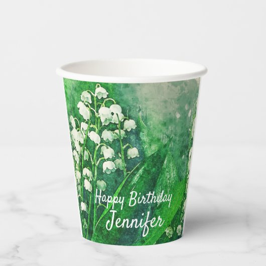 Lily of the Valley Personalisiert Paper Party Cups Pappbecher (Vorderseite)