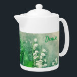 Lily of the Valley Personalisiert Tea Pot<br><div class="desc">Hübsch Lily of the Valley personalisiert Teekanne,  ideal für Geschenke!</div>