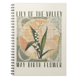 Lily of the Valley Retro Mai Geburtsmonat Blume Notizblock