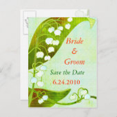 Lily of the Valley: Rett-the-date Wedding Postcard Ankündigungspostkarte (Vorne/Hinten)