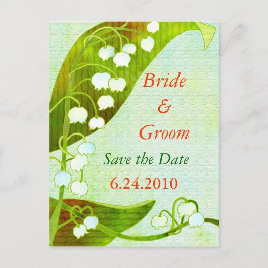 Lily of the Valley: Rett-the-date Wedding Postcard Ankündigungspostkarte (Vorderseite)