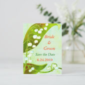 Lily of the Valley: Rett-the-date Wedding Postcard Ankündigungspostkarte (Stehend Vorderseite)