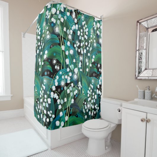 Lily of the Valley. Seamless background pattern Duschvorhang (Beispiel)