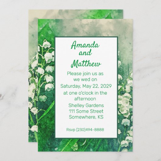 Lily of the Valley Spring Garden Einladung (Vorne/Hinten)