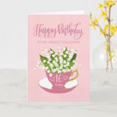 Lily of the Valley Teacup 16. GeburtstagsTochter Karte (Gelbe Blume)