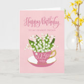 Lily of the Valley Teacup 23. Geburtstagsfreund Karte (Gelbe Blume)
