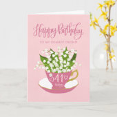 Lily of the Valley Teacup 41. Geburtstagsfreund Karte (Gelbe Blume)