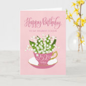 Lily of the Valley Teacup 52. Geburtstag Cousin Karte (Gelbe Blume)