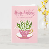 Lily of the Valley Teacup 64. Geburtstag Cousin Karte (Gelbe Blume)