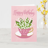 Lily of the Valley Teacup 92. Geburtstag Karte (Gelbe Blume)