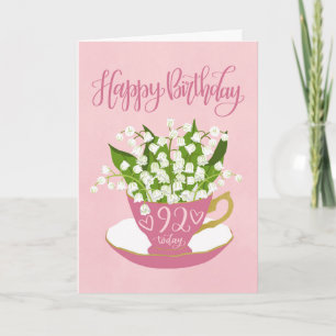 Lily of the Valley Teacup 92. Geburtstag Karte