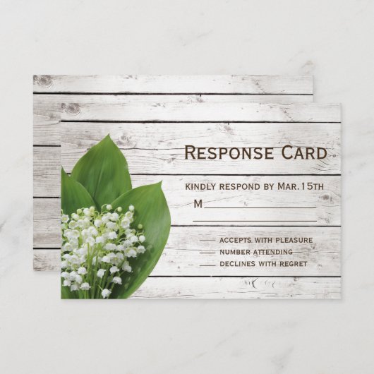 Lily of the Valley UAWG barn board RSVP Karte (Vorne/Hinten)