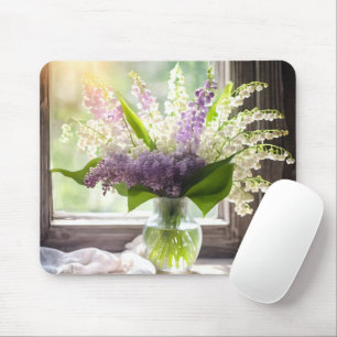 Lily of the Valley und Lilac Bouquet by Window Mousepad