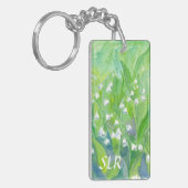 Lily of the Valley Water Color Painting Monogram Schlüsselanhänger (Vorderseite links)