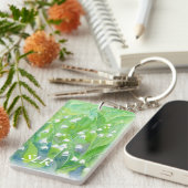 Lily of the Valley Water Color Painting Monogram Schlüsselanhänger (Vorderseite rechts)