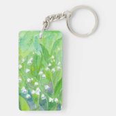 Lily of the Valley Water Color Painting Monogram Schlüsselanhänger (Rückseite)