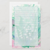Lily of the Valley Watercolor Blume Green Lined Briefpapier (Vorne/Hinten)