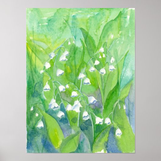Lily of the Valley Watercolor Blume Poster (Vorne)