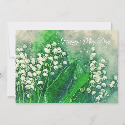 Lily of the Valley Watercolor Card Einladung (Vorderseite)
